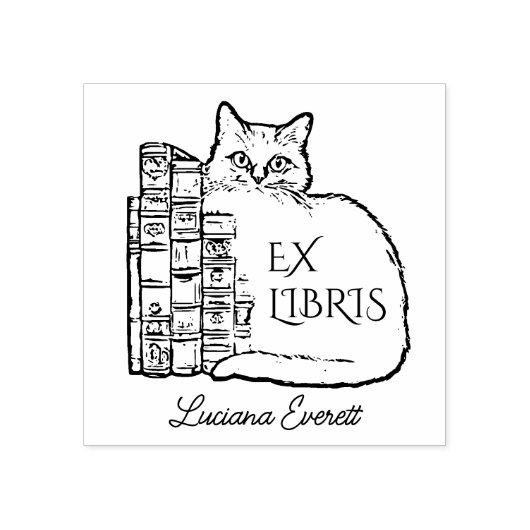 Vintage Bibliothekskatze Gummistempel (Prägung)