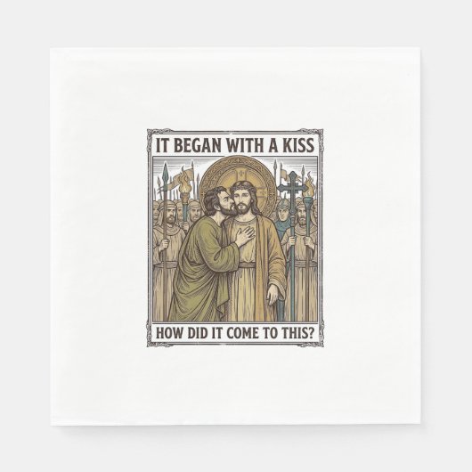 Vintage biblischer Verratskuss Serviette (Vorderseite)