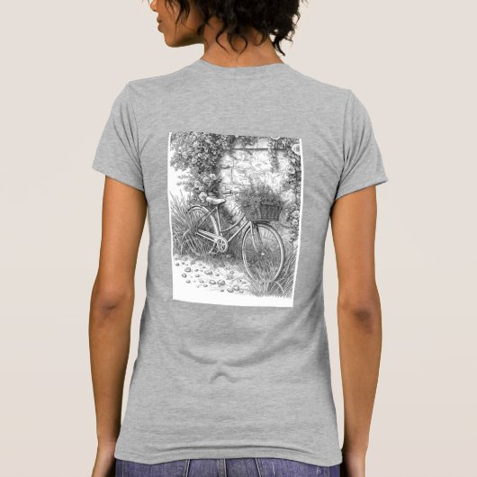 Vintage Bicycle and Roses Sketch T-Shirt (Rückseite)