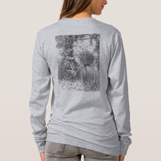 Vintage Bicycle and Roses Sketch T-Shirt (Rückseite)