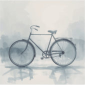 Vintage Bicycle Art in White & Blue Aufkleber (Vorderseite)