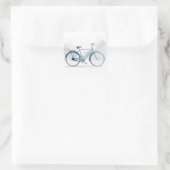 Vintage Bicycle Art in White & Blue Quadratischer Aufkleber (Tasche)