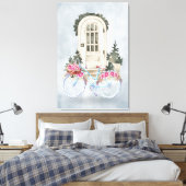 Vintage Bicycle Cruiser with Flowers Stretched Leinwanddruck (Insitu (Schlafzimmer))