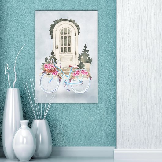 Vintage Bicycle Cruiser with Flowers Stretched Leinwanddruck