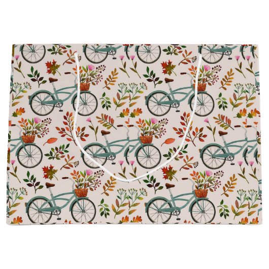 Vintage Bicycle Floral Geschenktasche | Eleganter Große Geschenktüte (Vorderseite)
