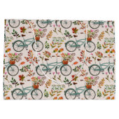 Vintage Bicycle Floral Geschenktasche | Eleganter  Große Geschenktüte (Rückseite)