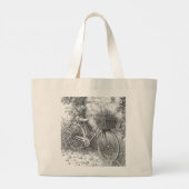 Vintage Bicycle & Roses Garden Tote Bag Jumbo Stoffbeutel (Rückseite)