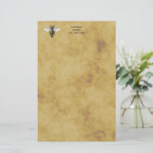 Vintage Biene #2 - verstörter antiker Hintergrund Briefpapier (Stehend Vorderseite)