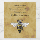 Vintage Biene #2 - verstörter antiker Hintergrund Weinetikett (Einzelnes Label)