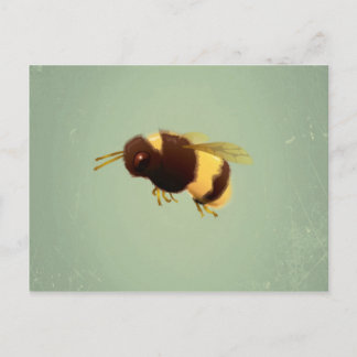 Vintage Biene auf grünem Hintergrund Muster Postkarte