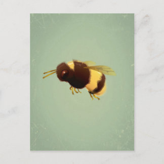 Vintage-Biene auf grünem Hintergrundmuster Postkarte