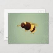 Vintage Biene im grünen Hintergrund Postkarte (Vorne/Hinten)