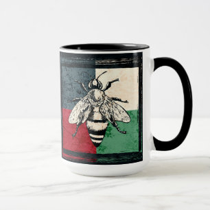 Vintage Biene Insekt Farbige Illustration Tasse