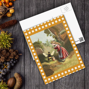 Vintage-Biene kleines Mädchen Honigtopf Postkarte