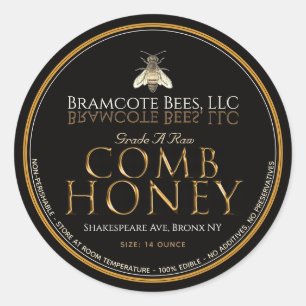 Vintage Biene mit schwarzem und goldbraunem Comb H Runder Aufkleber