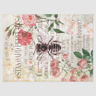 Vintage Biene Rose Bouquet Ephemera Decoupage Seidenpapier