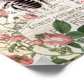 Vintage Biene Rose Bouquet Ephemera Poster (Ecke)