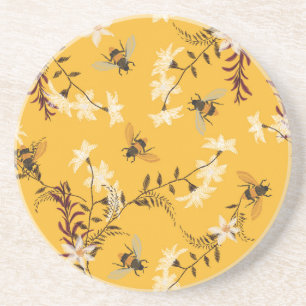 Vintage Biene & Schmetterling: Bestickte Blumenkun Getränkeuntersetzer