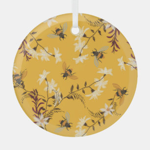 Vintage Biene & Schmetterling: Bestickte Blumenkun Ornament Aus Glas