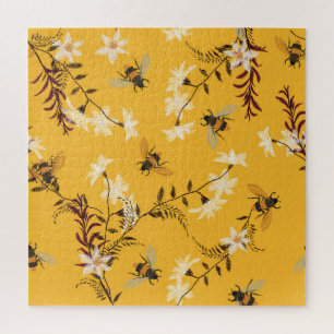 Vintage Biene & Schmetterling: Bestickte Blumenkun Puzzle