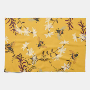 Vintage Biene & Schmetterling: Stickerei Florale K Geschirrtuch