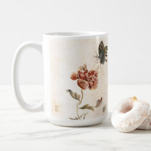 Vintage Biene, Schmetterling und Mohn Aquarell Kaffeetasse