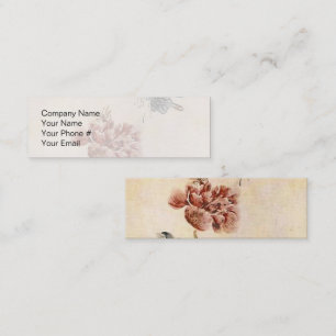 Vintage-Biene, Schmetterling und Mohn-Aquarell Mini Visitenkarte