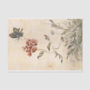 Vintage-Biene, Schmetterling und Mohn-Aquarell Seidenpapier