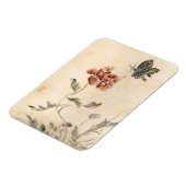 Vintage Biene, Schmetterling und Mohn Wasserfarbe Magnet (Linke Seite)