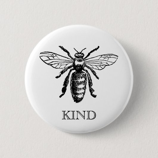 Vintage-Biene-Sei-netter-Button Button (Vorderseite)