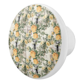Vintage Biene und Gelbe Rosen Keramikknauf