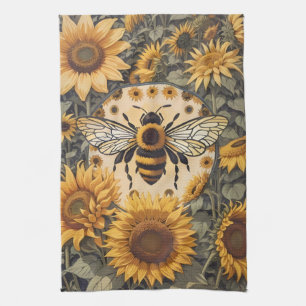 Vintage Biene und Sonnenblumen Geschirrtuch