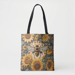 Vintage Biene und Sonnenblumen Tasche
