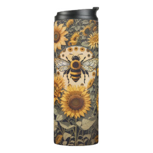 Vintage Biene und Sonnenblumen Thermosbecher