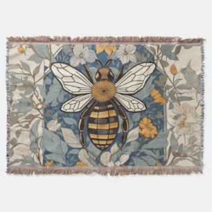 Vintage Biene und wilde Blumen Decke