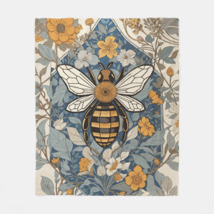 Vintage Biene und wilde Blumen Fleecedecke
