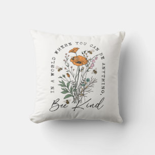 Vintage Biene und wilde Blumen Kissen