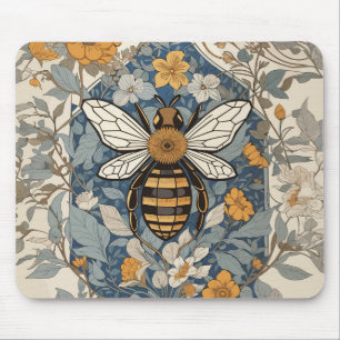 Vintage Biene und wilde Blumen Mousepad