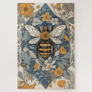 Vintage Biene und wilde Blumen Puzzle