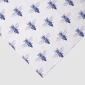 Vintage Biene Zeichne in Blau Seidenpapier (Detail)