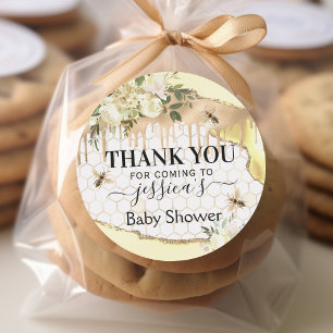 Vintage-Bienen-Baby-Shower-Mitbringsel-Dankeschön Runder Aufkleber