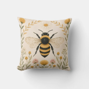 Vintage-Bienen-Botanik-Wurfkissen Kissen