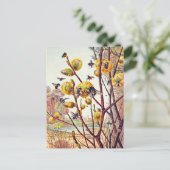 Vintage Bienen Frühlingsblüten Postkarte (Stehend Vorderseite)