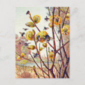 Vintage Bienen Frühlingsblüten Postkarte (Vorderseite)