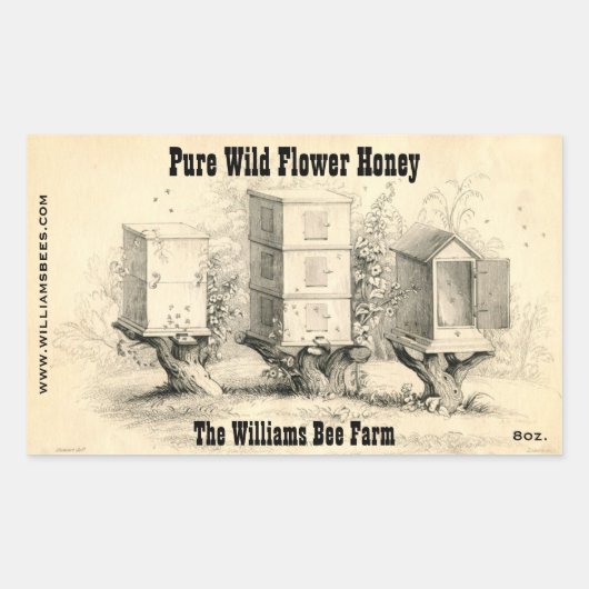Vintage Bienen Hives Honey Jar Stickers (Vorderseite)