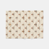 Vintage-Bienen-Illustrationsmuster Fleecedecke (Vorderseite (Horizontal))
