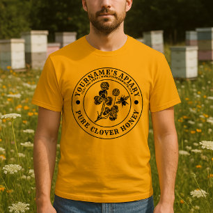 Vintage-Bienen-Imkerei-Kleehonig-Etikettvorlage T-Shirt