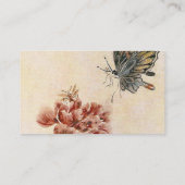 Vintage Bienen-, Schmetterling- und Mohnfarbe Visitenkarte (Rückseite)