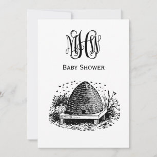 Vintage Bienen und Bienenstock #1 Vine Monogramm-S Einladung