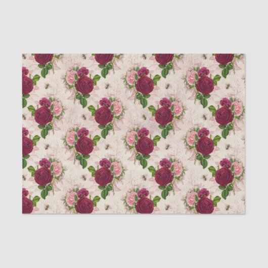 Vintage Bienen und Rose Seidenpapier (Vorderseite)